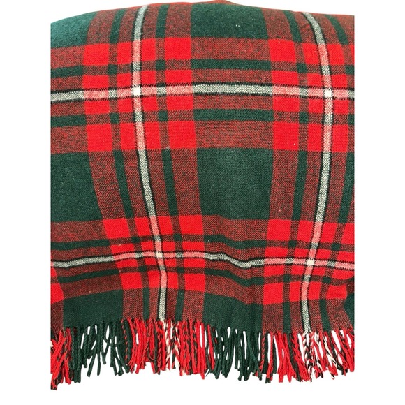 Royal Scot Vintage Wool Blanket Red Green Plaid Made In UK 50x68 inch - Picture 3 of 4